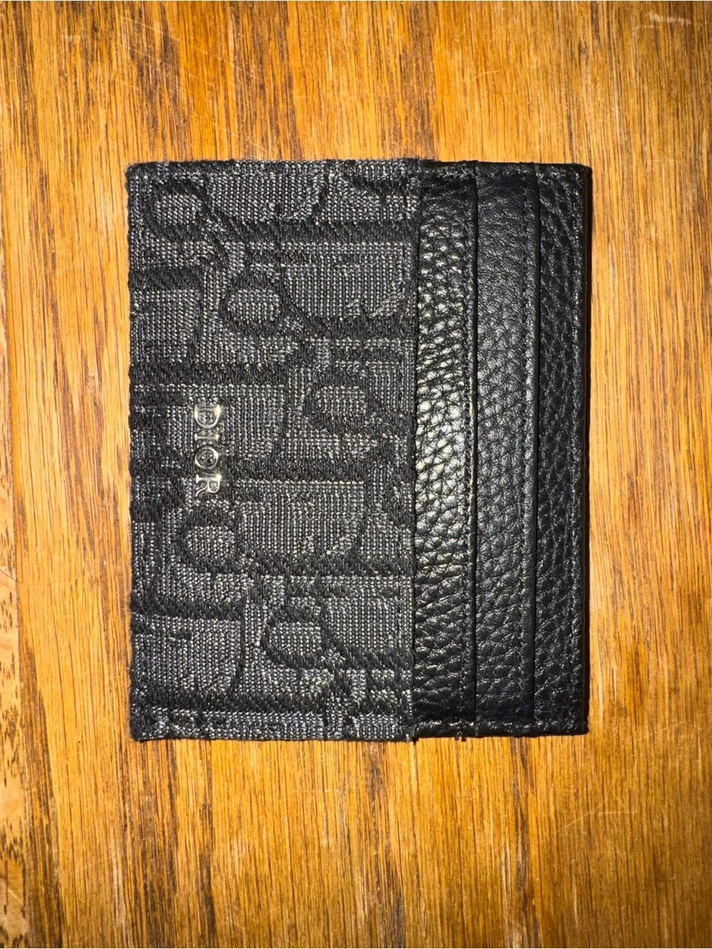 Dior Black Oblique Jacquard & Black Grained Calfskin Card Holder